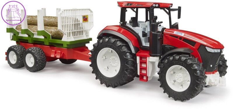 BRUDER 03453 Roadmax traktor set s vyvážecím přívěsem a 3 kládami