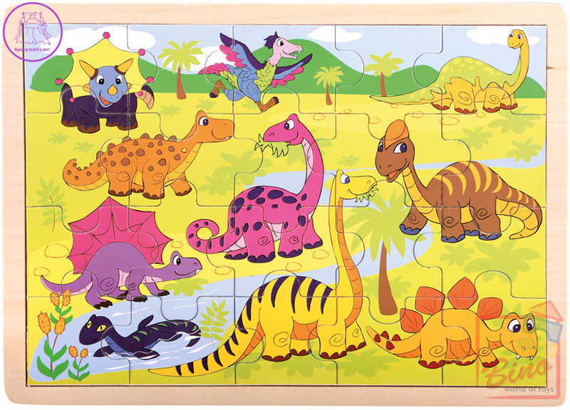 BINO DŘEVO Puzzle Dinosauři  * DŘEVĚNÉ HRAČKY *