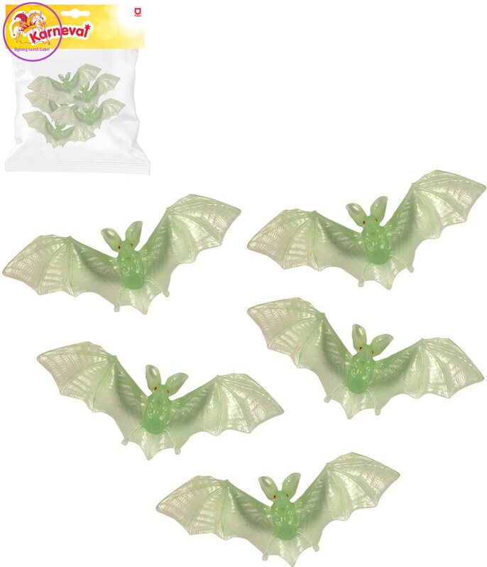 Netopýr 13cm zvířátko svítící ve tmě set 5ks Halloween dekorace Netopýr 13cm zvířátko svítící ve tmě set 5ks Halloween dekorace