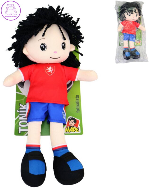PLYŠ Panáček textilní Toník fotbalista hadrová panenka na baterie CZ Zvuk