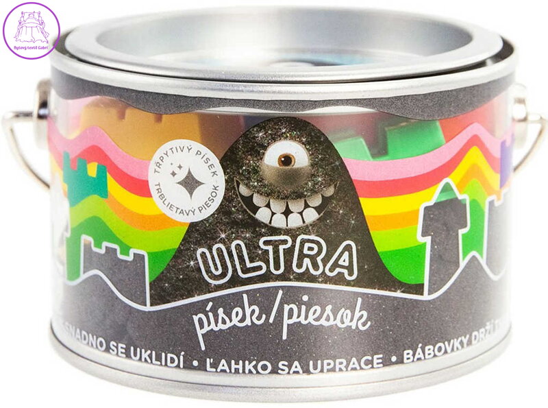 EP Line Ultra písek kinetický magický 200g černý s glitry s formičkami v plechovce