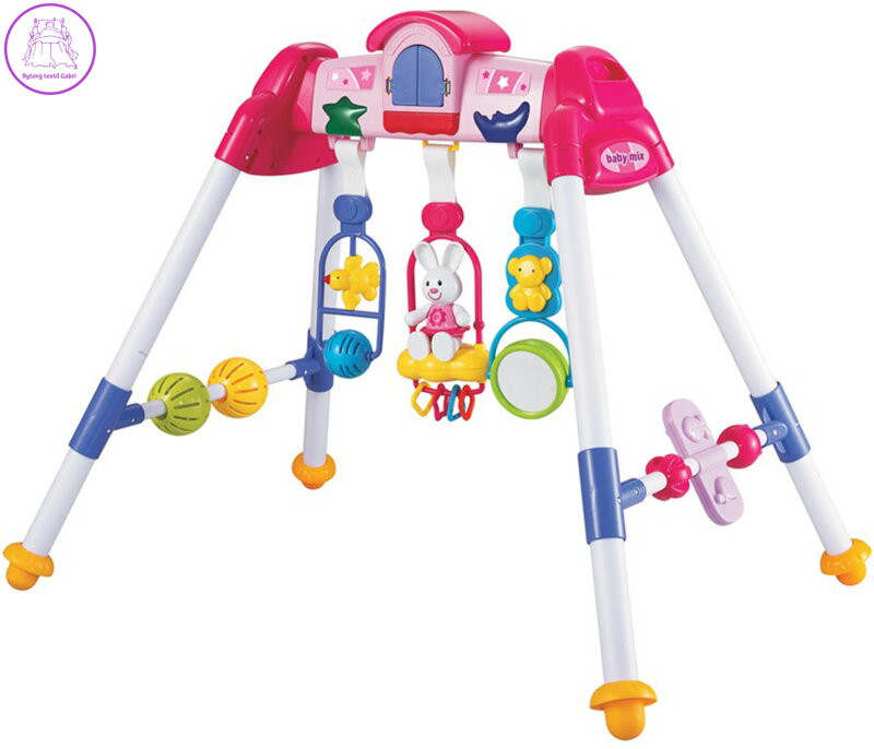 Hrazdička hrající baby De Luxe růžová na baterie Světlo Zvuk pro miminko