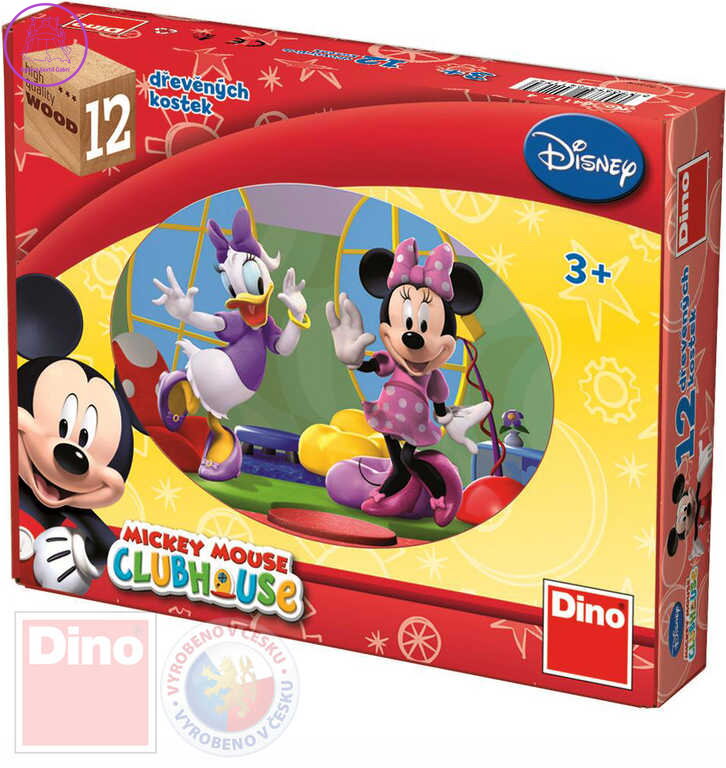 DINO DŘEVO Kostky obrázkové Mickey Mouse set 12ks kubus *DŘEVĚNÉ HRAČKY*