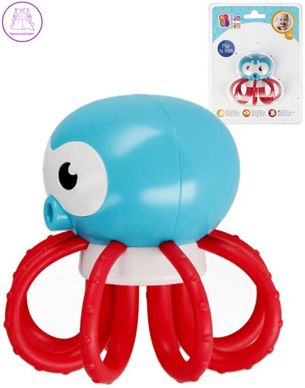 BAM BAM Baby Chobotnice 8cm chrastítko pro miminko plast na kartě