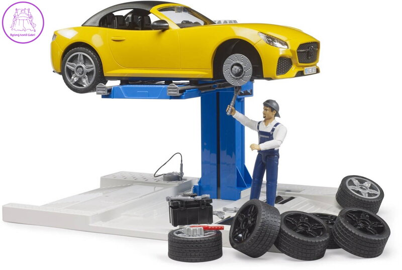 BRUDER 62112 Autodílna servisní centrum + auto Roadster s figurkou