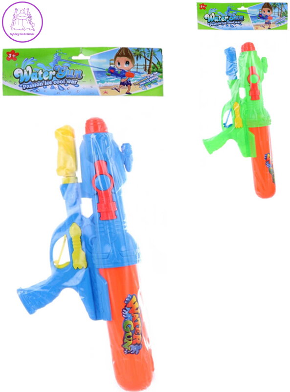 Pistole vodní 43cm se zásobníkem s pumpováním na vodu 2 barvy