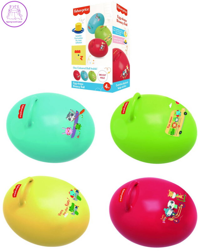 FISHER PRICE Míč skákací nafukovací Vejce hopsadlo s úchytem s pumpičkou