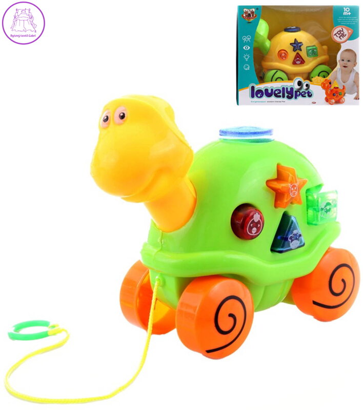 Želva baby tahací zvířátko na baterie pro miminko 2 barvy Světlo Zvuk