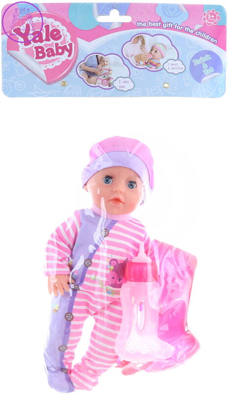 Miminko 27cm čůrací panenka set s kojeneckými doplňky 4ks tvrdé tělíčko