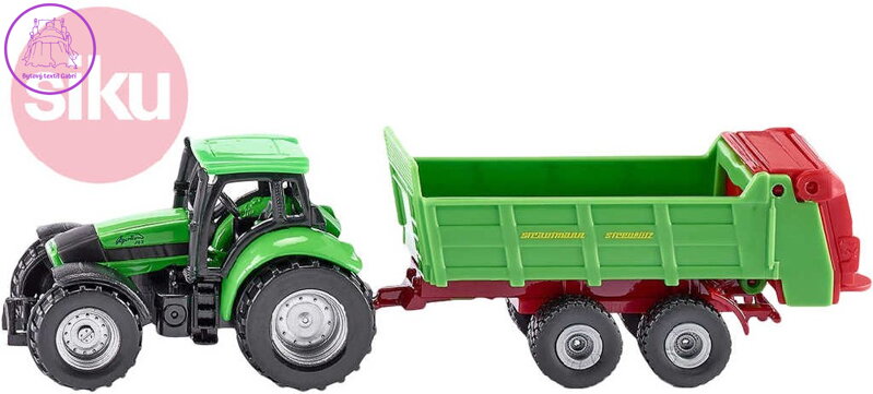 SIKU Model traktor s vlekem zelený  kov