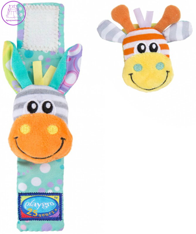 PLAYGRO Náramek zvířátko baby chrastící pro miminko na ruku 2 druhy PLYŠ