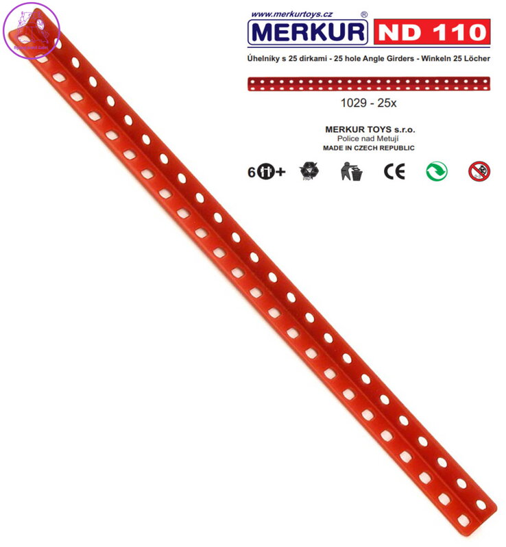 MERKUR ND110 Úhelníky 25 dírek náhradní díl set 25ks KOVOVÁ STAVEBNICE