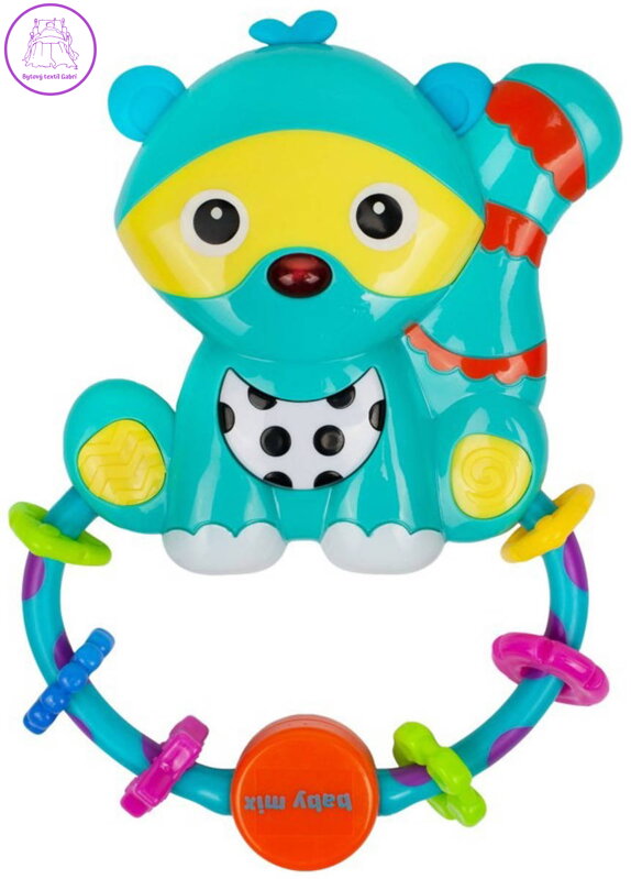 Chrastítko Baby Mix mýval pro miminko na baterie Světlo Zvuk
