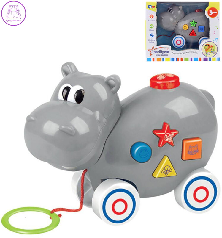 Hroch baby tahací plastové zvířátko pro miminko na baterie Světlo Zvuk