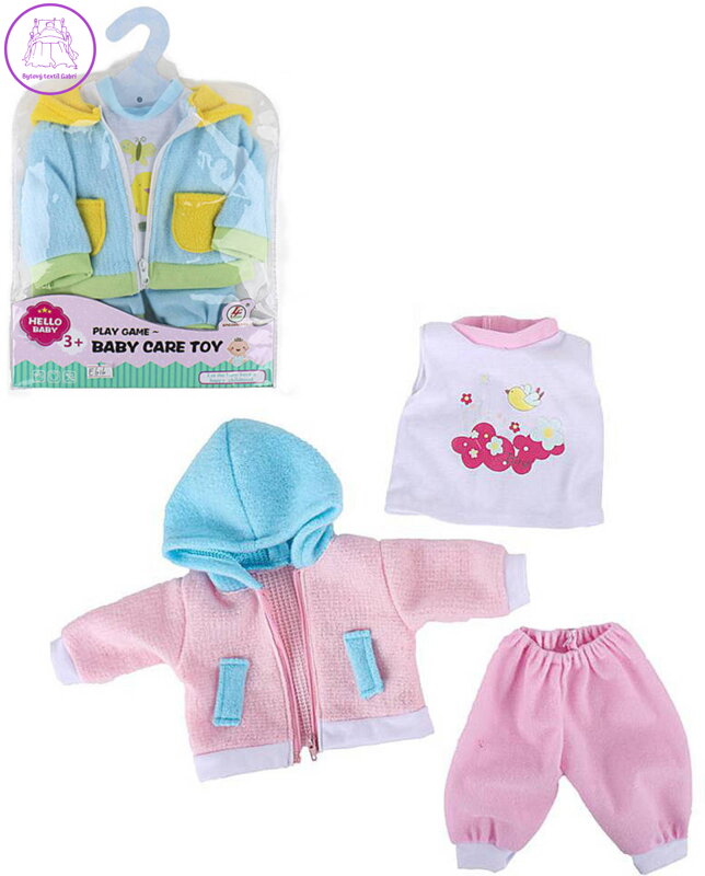 Oblečení pro panenku miminko 30cm obleček trojdílný 2 druhy Oblečení pro panenku miminko 30cm obleček trojdílný 2 druhy