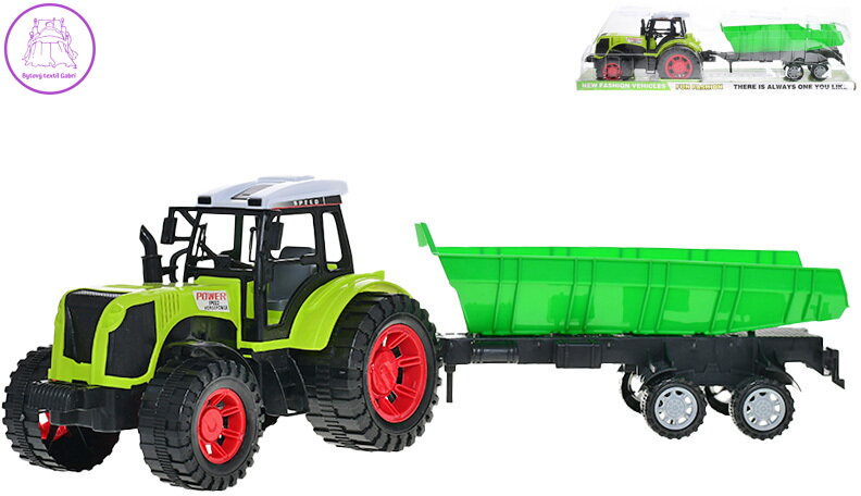 Traktor zemědělský set s vlečkou na setrvačník plast Traktor zemědělský set s vlečkou na setrvačník plast