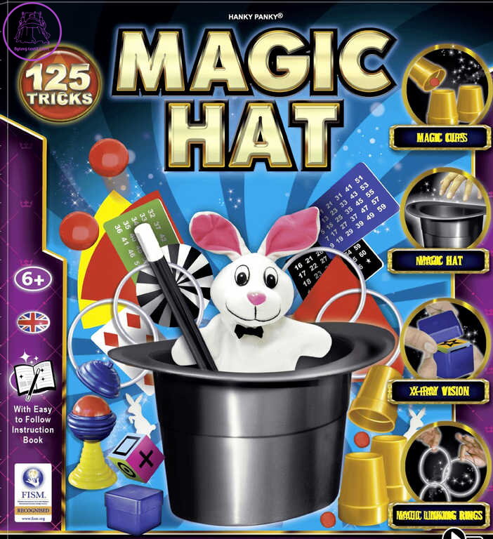 Škola kouzel Magický klobouk sada kouzel a 125 triků s doplňky v krabici