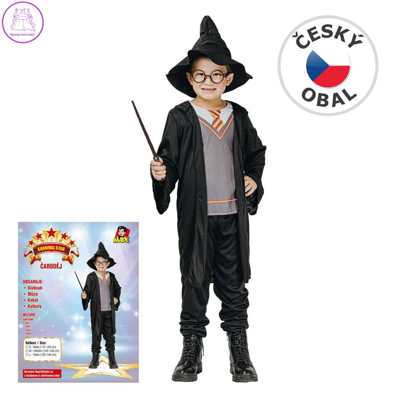 KARNEVAL Šaty kouzelník vel. M 120-130cm, 5-9let *KOSTÝM*