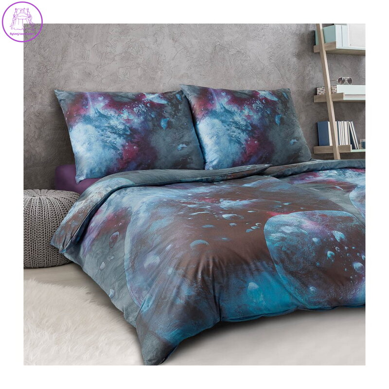 Veba Povlečení satén Geon Vesmír šedomodrá 140x200, 70x90 cm