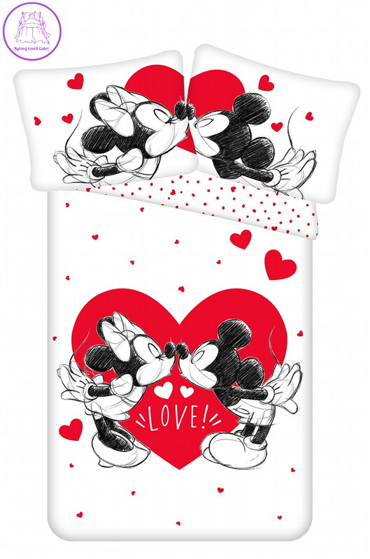 Jerry Fabrics Povlečení Mickey and Minnie Love 05 140x200, 70x90 cm