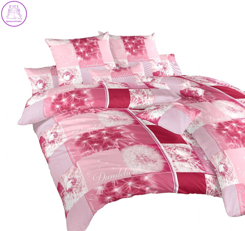 Dadka Povlečení bavlna Pampelišky 3D vínové 140x200, 70x90 cm