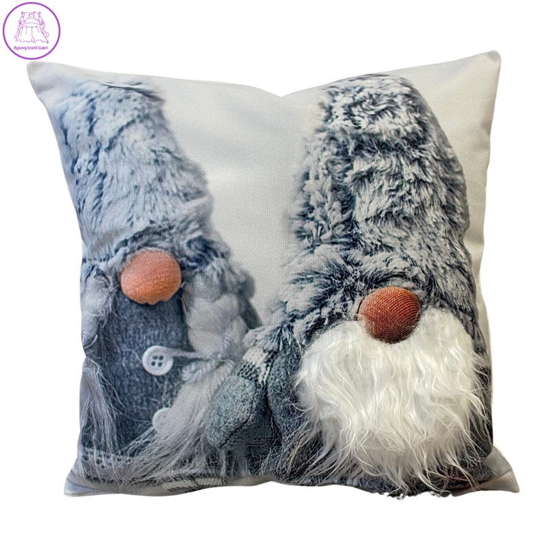 Forbyt Vánoční povlak 3D Skřítci DUO šedá 6817M 40x40 cm
