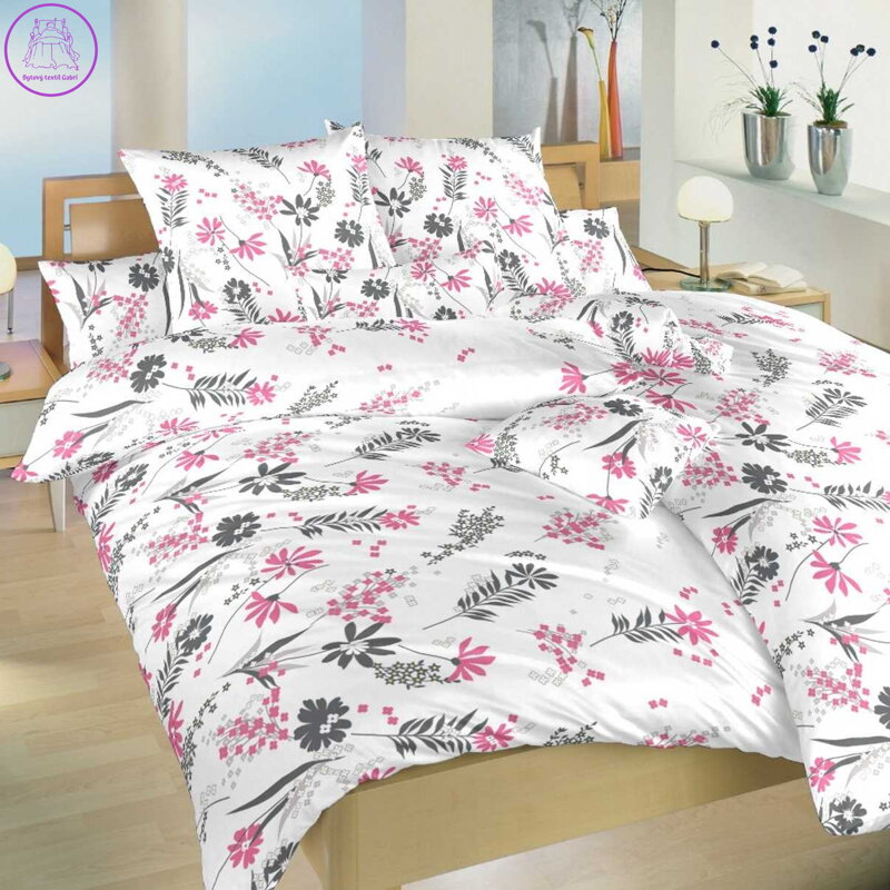 Dadka Povlečení bavlna Agáta růžová na bílém 200x200, 2x70x90 cm