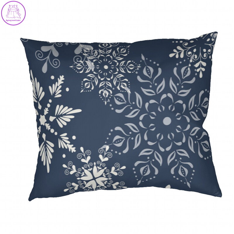 Dadka Povlak na polštář bavlna Snowflakes tmavě modré 50x70 cm