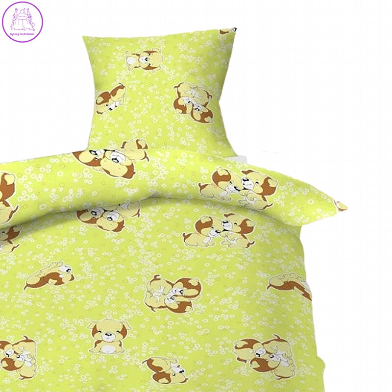 Hybler textil Povlečení bavlna do postýlky Štěně zelené 90x130, 45x60 cm