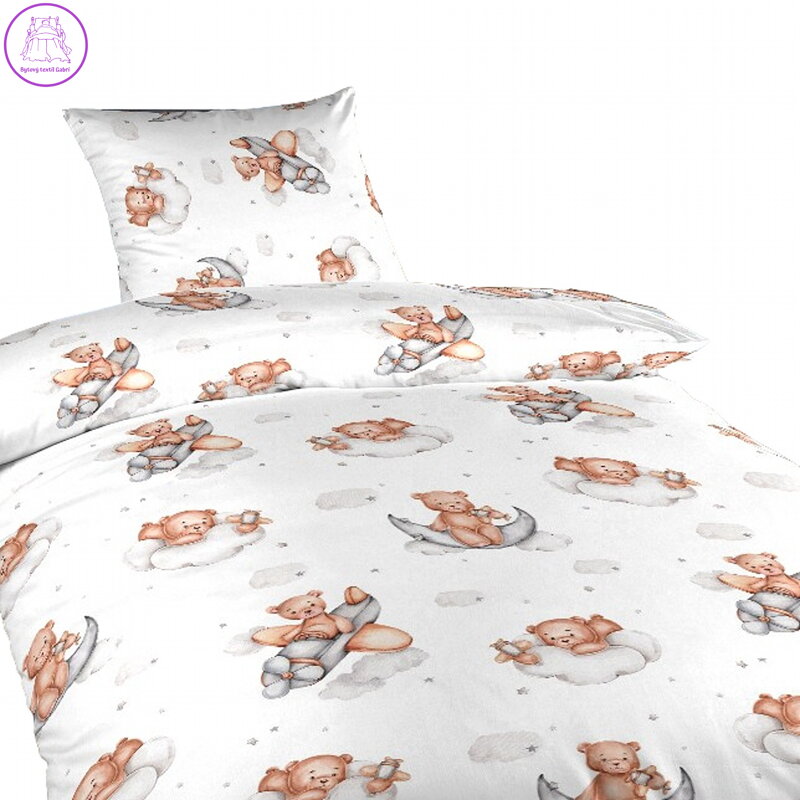 Dadka Povlečení bavlna do postýlky Teddy bear plane 90x130, 45x60 cm
