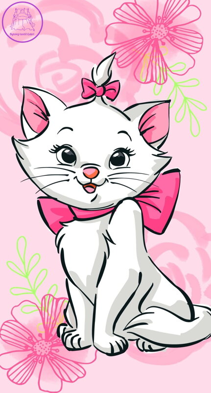 Jerry Fabrics Osuška Marie Cat Pink Flower 70x140 cm