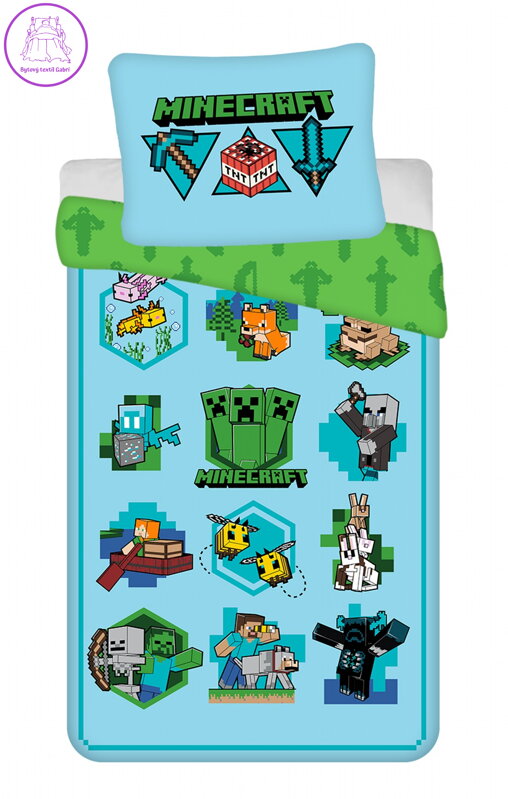 Jerry Fabrics Povlečení bavlna Minecraft Lets Play 140x200, 70x90 cm