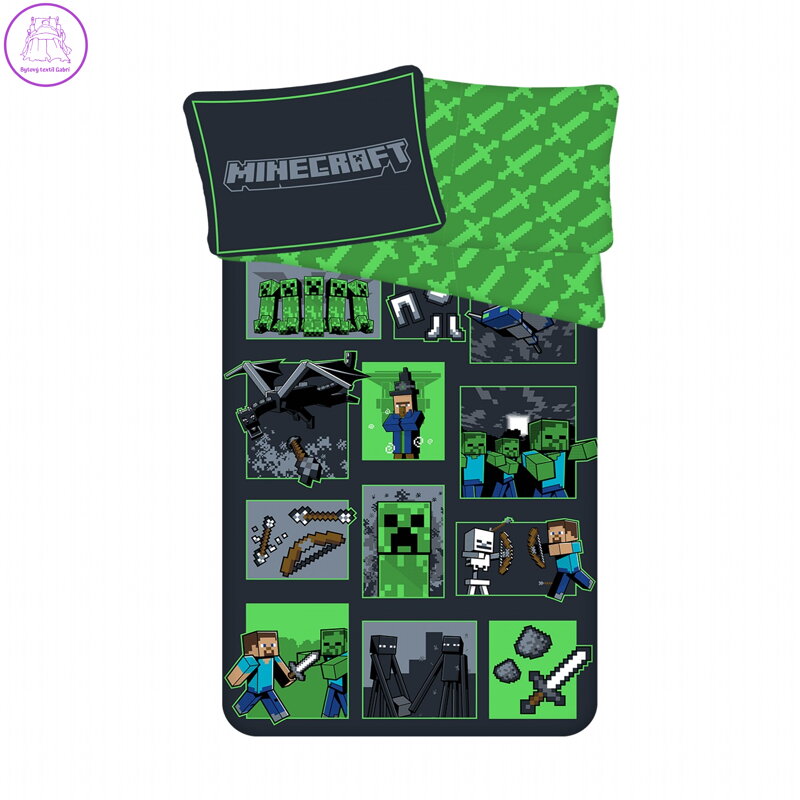 Jerry Fabrics Povlečení bavlna Minecraft Survival Mode 140x200, 70x90 cm