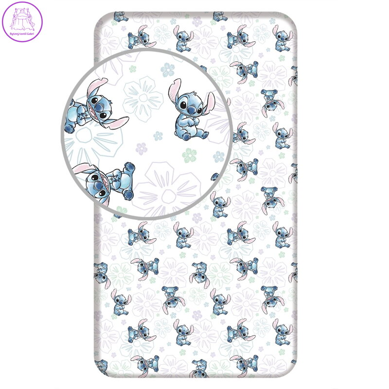 Jerry Fabrics Prostěradlo Lilo and Stitch Ohana White 90x200x25 cm