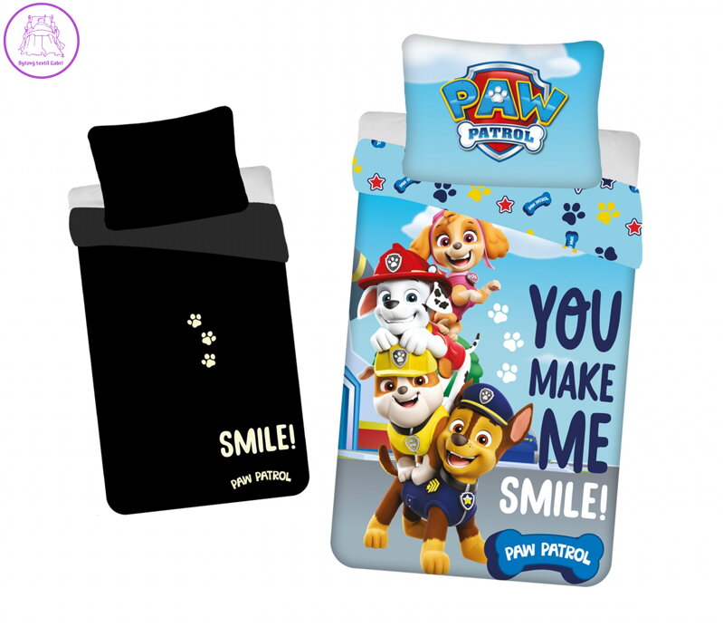 Jerry Fabrics Povlečení Paw Patrol PP325 svítící efekt 140x200, 70x90 cm