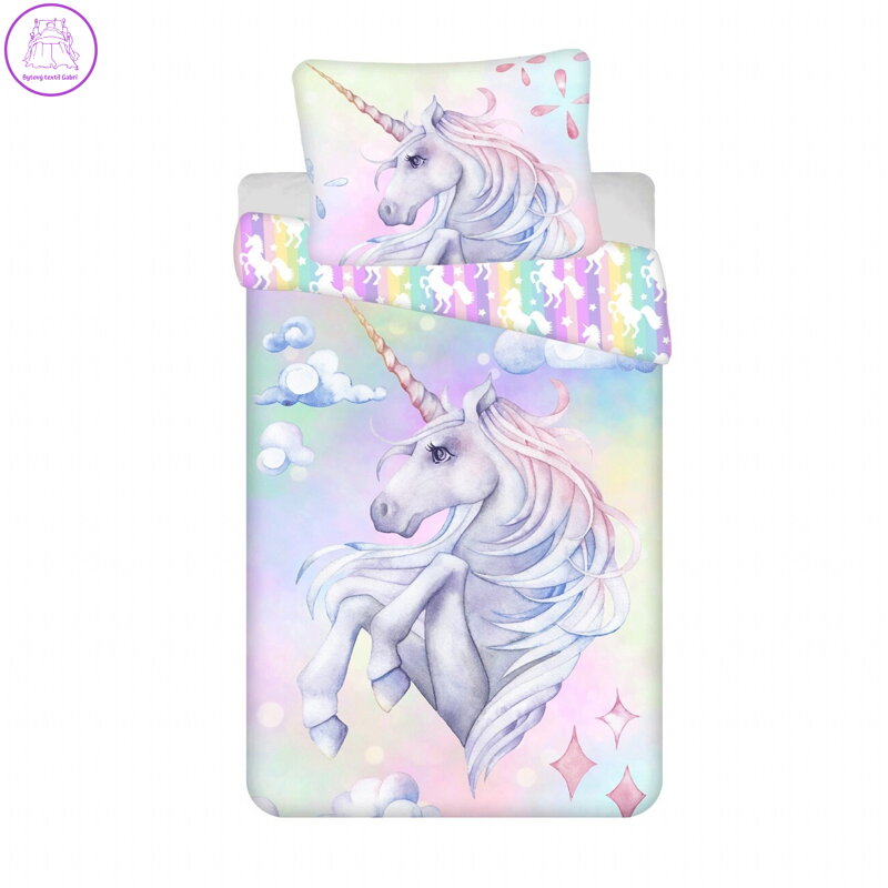 Jerry Fabrics Povlečení fototisk Unicorn Pastel Rainbow 140x200, 70x90 cm