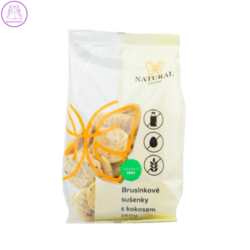 Natural Jihlava Brusinkové sušenky s kokosem, bezlepkové 150 g