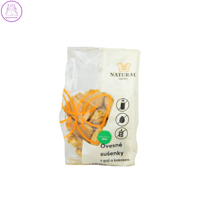 Natural Jihlava Ovesné sušenky s goji a kokosem bez lepku 150 g