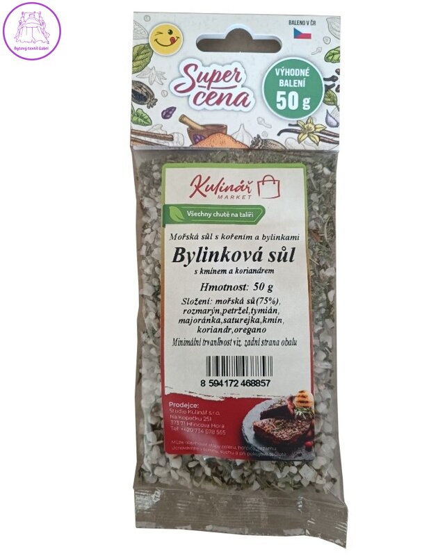 Koření Kulinář BYLINKOVÁ SŮL, originální náplň pro mlýnek Kulinář 50 g