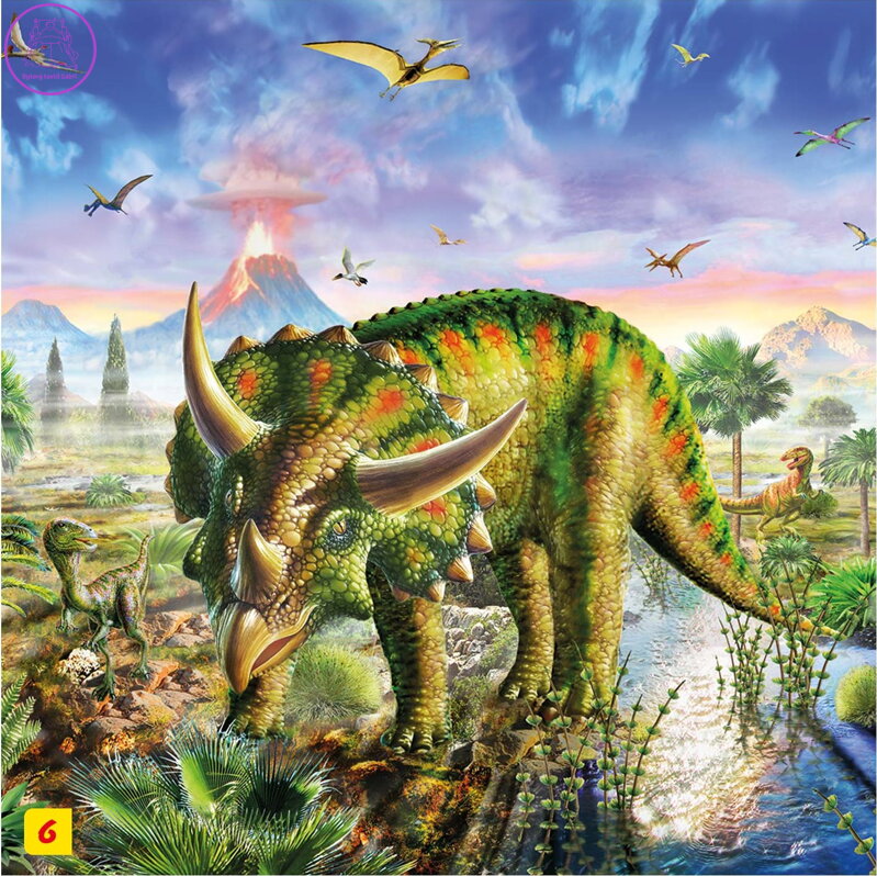 Puzzle s figurkou dinosaura: Triceratops 60 dílků