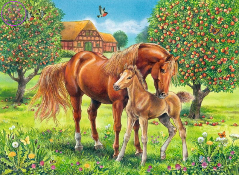 RAVENSBURGER Puzzle Koně na pastvině XXL 100 dílků