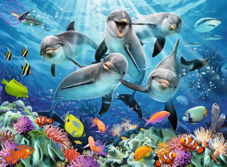 RAVENSBURGER Puzzle Delfíni u korálového útesu 500 dílků RAVENSBURGER Puzzle Delfíni u korálového útesu 500 dílků