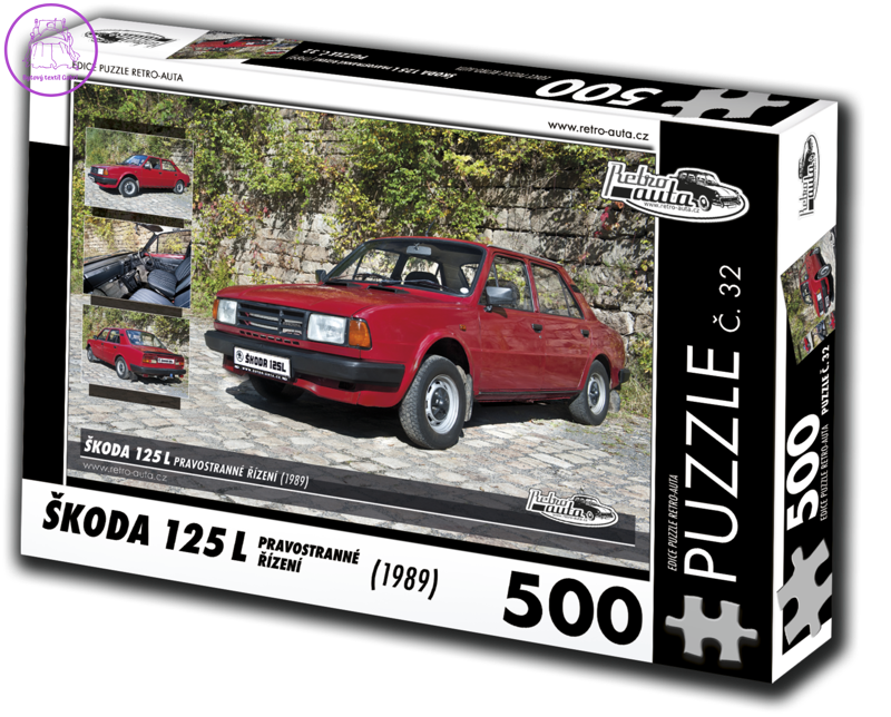 RETRO-AUTA Puzzle č. 32 Škoda 125 L (1989) - pravostranné řízení 500 dílků