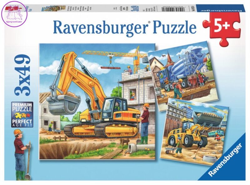 RAVENSBURGER Puzzle Stavební stroje 3x49 dílků RAVENSBURGER Puzzle Stavební stroje 3x49 dílků