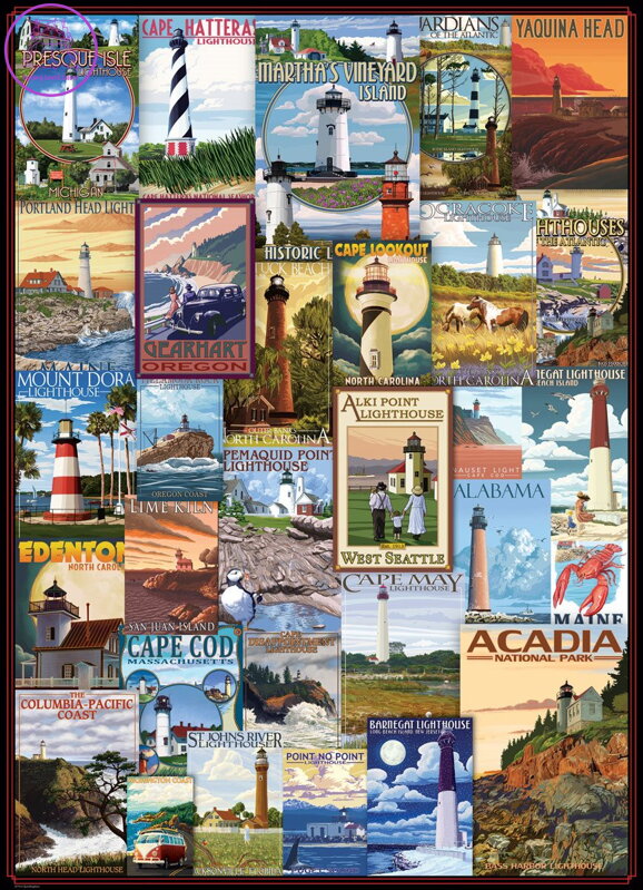 EUROGRAPHICS Puzzle Staré plakáty majáků 1000 dílků EUROGRAPHICS Puzzle Staré plakáty majáků 1000 dílků
