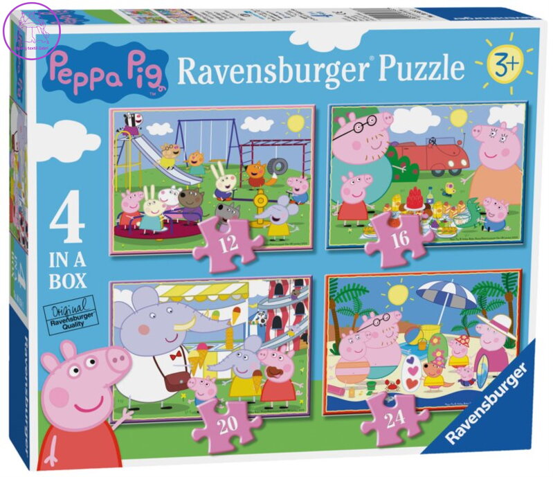 RAVENSBURGER Puzzle Prasátko Peppa: Zábavné dny 4v1 (12,16,20,24 dílků)