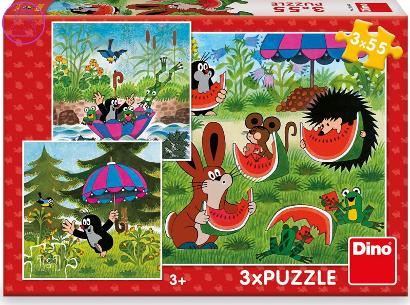 DINO Puzzle Krtek a paraplíčko 3x55 dílků