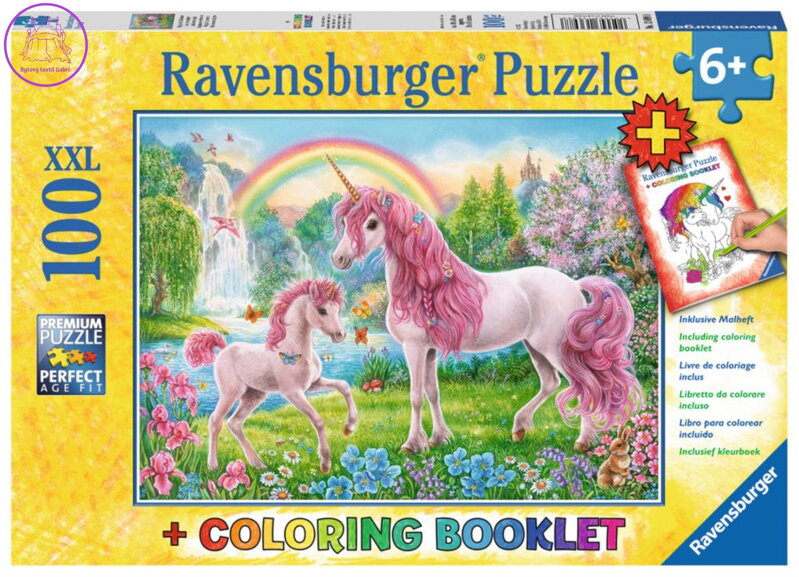 RAVENSBURGER Puzzle Magičtí jednorožci XXL 100 dílků + omalovánky