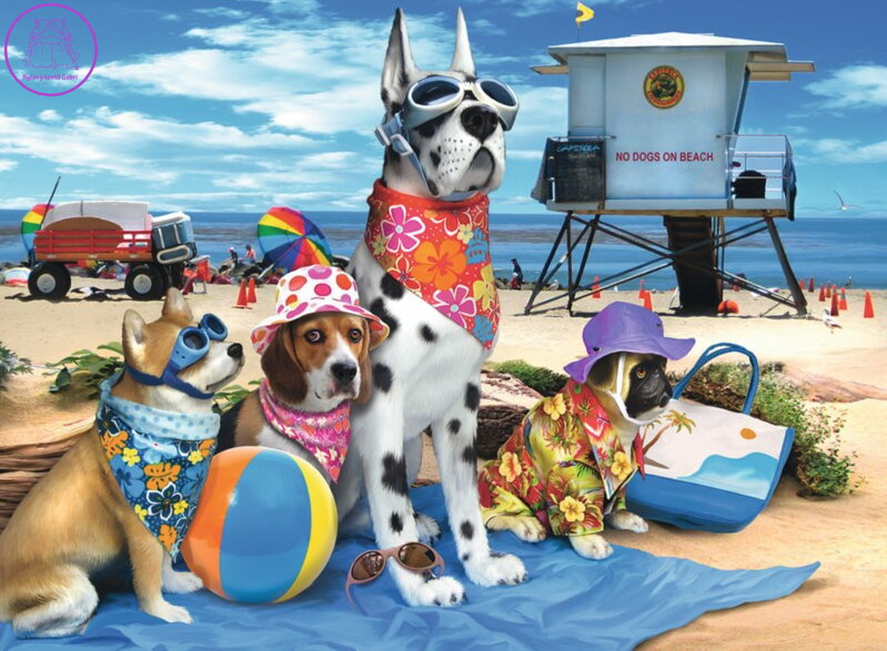 RAVENSBURGER Puzzle Zákaz psů na pláži XXL 100 dílků RAVENSBURGER Puzzle Zákaz psů na pláži XXL 100 dílků