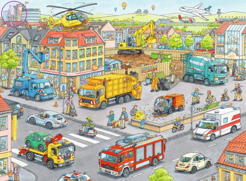 RAVENSBURGER Puzzle Auta ve městě XXL 100 dílků